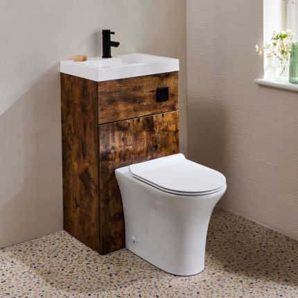 Conjunto de Baño Completo con Mueble de Lavabo y Mueble para WC  2 en 1 con Lavabo Elements, con WC Marbury - 500mm x 890mm - Selección de Acabados- Cluo