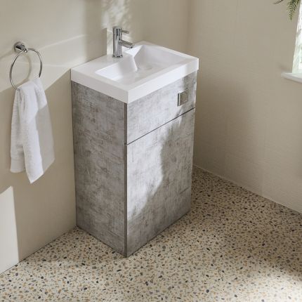 Conjunto de Baño Moderno Completo con Mueble de Lavabo y Mueble para WC (Sin Inodoro) - 500mm x 890mm - Disponible en Distintos Acabados - Cluo