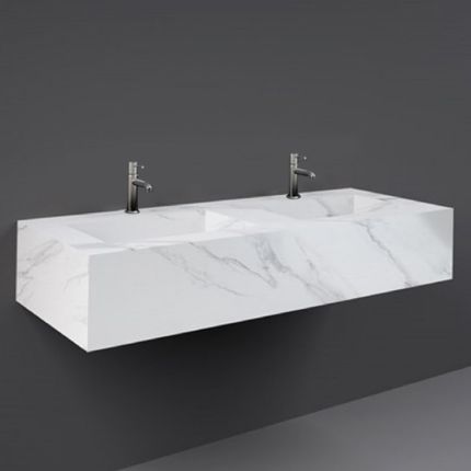 Lavabo Doble Suspendido Moderno - 1230mm x 470mm - Disponible en Distintos Acabados y Opción de Agujeros para la Grifería - RAK Precious x Hudson Reed