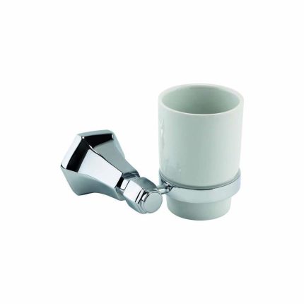 Vaso de Ceramica Porta Cepillo de Dientes con Soporte - Cromado - RAK Washington x Hudson Reed