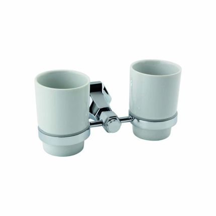 Vaso Porta Cepillo de Dientes Doble con Soporte- Cromado - RAK Washington x Hudson Reed