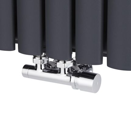 Llaves Angulares Cromadas para Radiador y Toallero con Conexión Central Completas con Cabezal Cromado con Selección de Múltiples Adaptadores - Multiblock H
