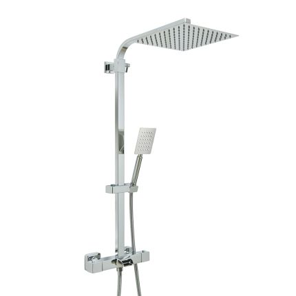 Columna de Ducha con Mezclador Termostático para Bañera en Estilo Moderno Completo con Llenador de Bañera, Alcachofa de Ducha Cuadrada y Telefonillo -  Disponible en Distintos Acabados  - Tolima