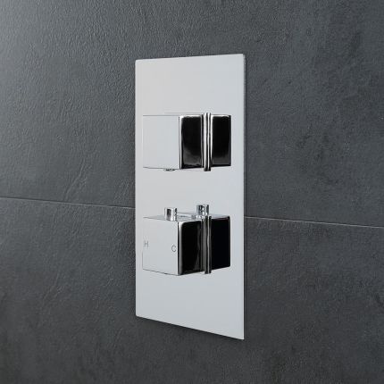 Termostato de Ducha de 2 Funciones con Manijas de Control Cuadradas - Kubix