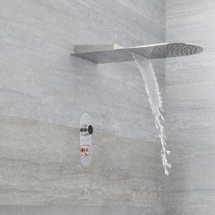 Ducha Digital con Sistema de Control de 2 Salidas con Alcachofa de Ducha de 2 Funciones Efecto Lluvia o Cascada  - Narus