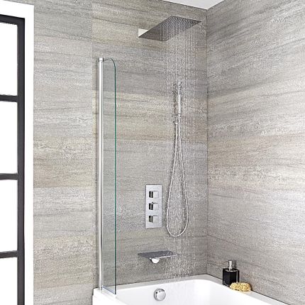 Conjunto de Ducha Termostático de 3 Funciones Redondo con Llenador de Bañera y Ducha de Mano - Kubix