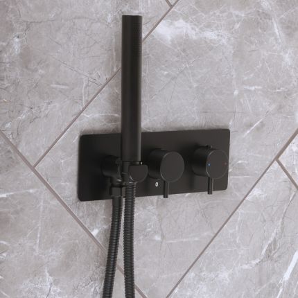 Mezclador de Ducha Termostático Moderno Dual con Desviador Completo con Telefonillo - Disponible en Distintos Acabados - Otto