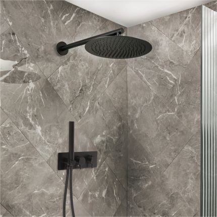 Mezclador de Ducha Termostático Moderno con Desviador, Alcachofa de Ducha y Telefonillo (2 Salidas) - Disponible en Distintos Acabados - Otto