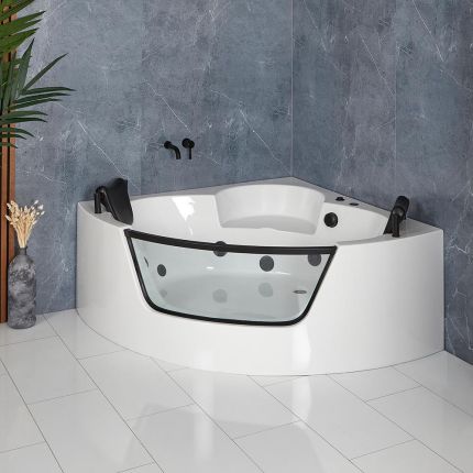 Bañera de Hidromasaje Whirlpool de Esquina  - 1400mm x 1400mm - Negra - Breeze