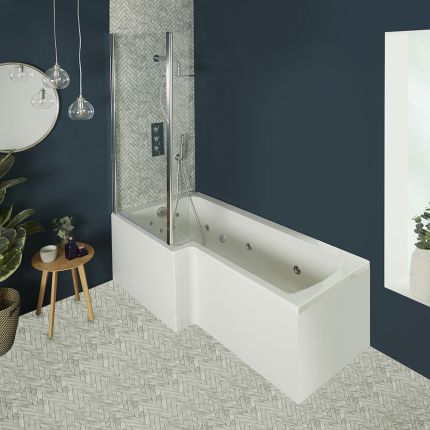 Bañera de Hidromasaje Whirlpool Cuadrada con Mampara - Opción de Jets y Selección de Tamaños y Faldones - Sandford