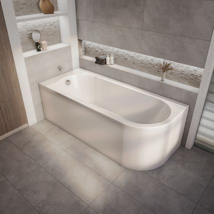 Bañera de Esquina Moderna con Sección Interna Oval Versión Derecha - 1700mm x 725mm - Disponible en Versión Izquierda / Derecha - Otterton