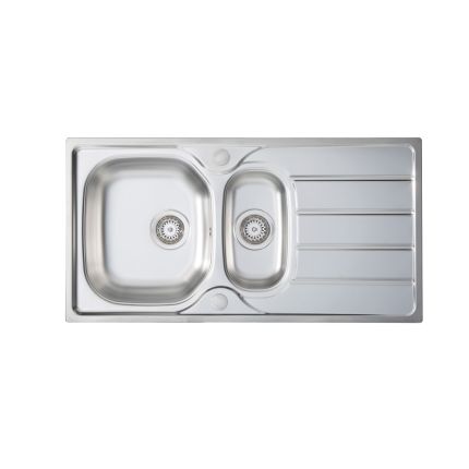Harlyn Towan - Fregadero de Cocina de Acero Inoxidable de 1,5 Senos con Escurridor Reversible