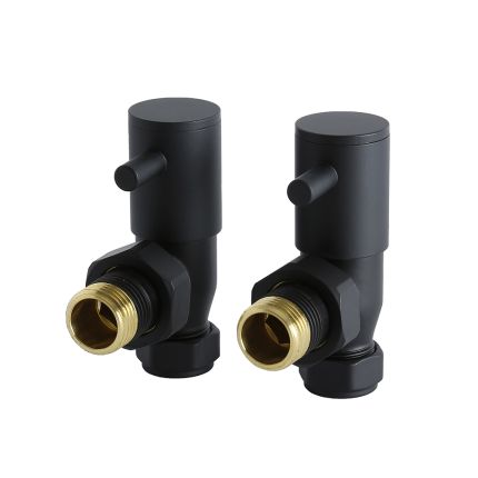 Par de Llaves Angulares Negras para Radiador y Radiador Toallero para Tubos de Cobre de 15mm
