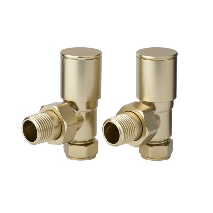 Par de Llaves Angulares Modernas de Color Oro Satinado para Radiador y Radiador Toallero para Tubos de Cobre de 15mm