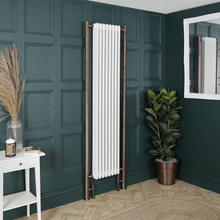 Radiador Vertical Tradicional con Columnas Triples Blanco - Disponible en Distintas Medidas y con Tubos de Extensión  de Distintos Colores - Regent