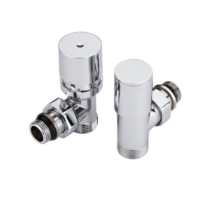 Par de Llaves Angulares Cromadas con Cabezal Termostático Blanco para Radiador y Toallero con Selección de Múltiples Adaptadores - Pex y Multicapa