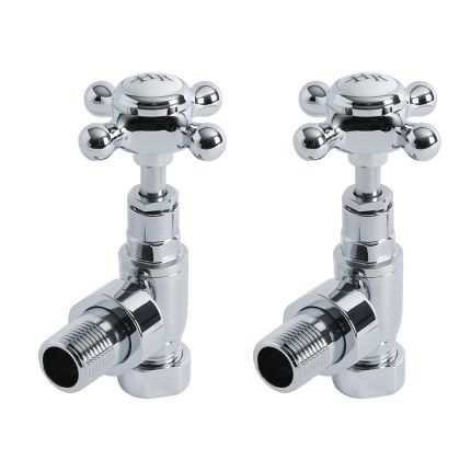 Par de Llaves Angulares Cromadas para Radiador y Radiador Toallero Tradicional Para Tubos de Cobre de 15mm