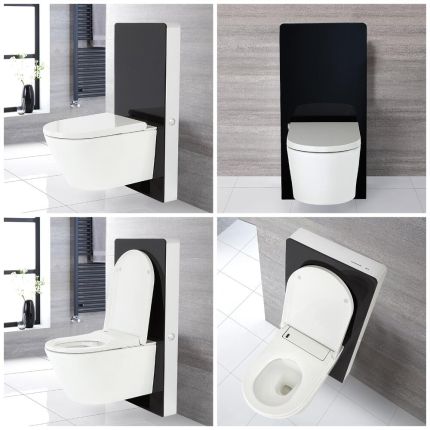 Kit para Inodoro Negro de 500mm Completo con Inodoro WC Japonés Inodoro-Bidé Inteligente - Saru