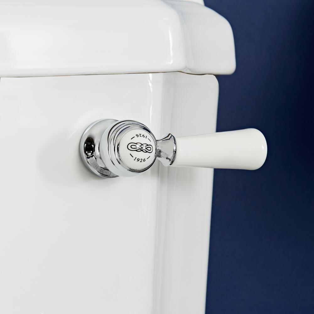 Palanca de Descarga de WC Realizada de Cerámica con Acabado Cromado y Blanco - Elizabeth