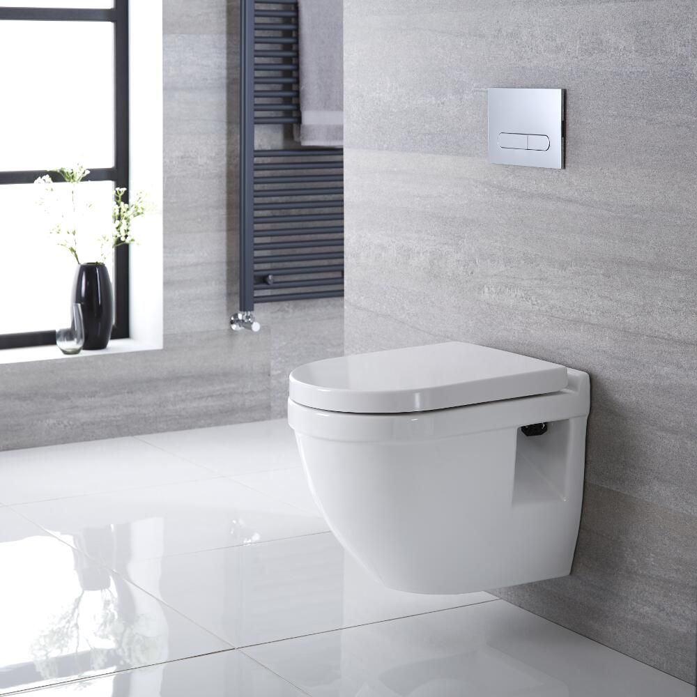 Inodoro WC Moderno Suspendido 400x360x515mm con Tapa de WC Soft Close - Belstone