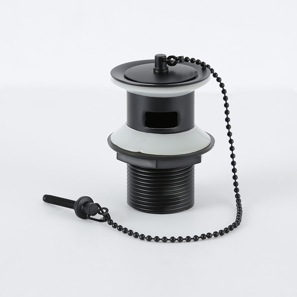 Válvula de Desagüe Tradicional para Lavabos con Rebosadero Completo con Cadena - Acabado de Color Negro - Elizabeth