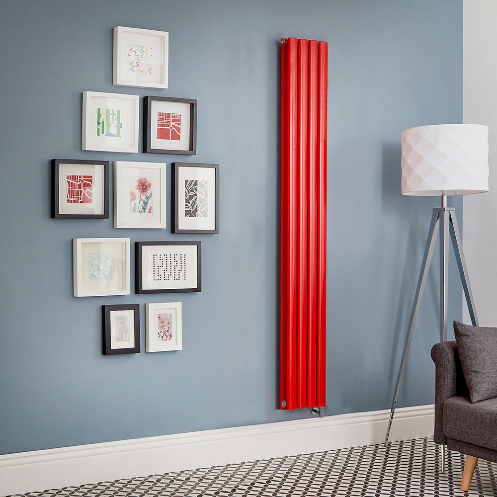 Radiador de Diseño Eléctrico Vertical - Color Rojo (Siamese Red) - Disponible en Distintas Medidas, Opción de Termostato y Oculta Cables - Revive