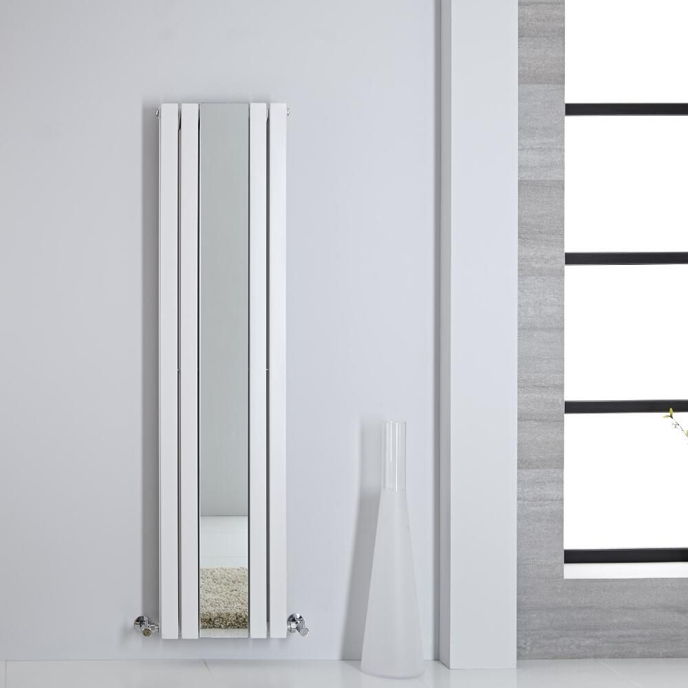 Radiador de Diseño - Vertical Con Espejo - Blanco - 1600mm x 385mm - 1474 Vatios - Sloane