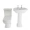 Conjunto Tradicional Cuadrado Blanco para Cuarto de Baño Completo con Lavabo para Grifería de 2 Agujeros, Pedestal, Inodoro y Cisterna de Cerámica - Chester