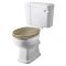 Inodoro WC Tradicional de Cerámica Blanca con Cisterna de Salida Horizontal y Tapa de Color Madera Estilo Retro – Richmond