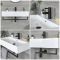 Lavabo Suspendido Moderno Rectangular Blanco 750mm x 420mm con Barra Porta Toallas Negra - Sandford