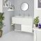 Mueble Base Mural con Lavabo de Sobre Encimera de Color Blanco Opaco en Forma de L de 1200mm con Opción LED- Newington