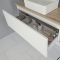 Mueble Base Mural de 1000mm Color Blanco Opaco para Lavabo de Sobre Encimera con Encimera de Roble Dorado y Opción LED con Lavabo Rectangular – Newington