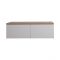 Mueble Base Mural de 1200mm Color Blanco Opaco para Lavabo de Sobre Encimera con Encimera de Color Roble Dorado y Opción LED con 2 Lavabos Rectangulares – Newington