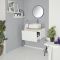 Mueble Base Mural de 600mm Color Blanco Opaco con Lavabo de Sobre Encimera, Encimera de Color Roble y Opción LED - Newington