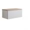 Mueble Base Mural de 800mm Color Blanco Opaco para Lavabo de Sobre Encimera con Encimera de Color Roble Dorado Completo con Lavabo Rectangular – Newington