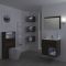 Conjunto de Baño con Diseño Abierto de Color Roble Oscuro Completo con Mueble Para Lavabo de 600mm, Mueble de Pared, Espejo, Lavabo, WC y Cisterna - Hoxton
