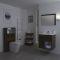 Conjunto de Baño con Diseño Abierto de Color Roble Oscuro Completo con Mueble Para Lavabo de 600mm, Lavabo, WC y Cisterna - Hoxton
