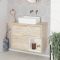 Mueble de Lavabo Mural de 800mm Color Roble Claro con Diseño Abierto con Lavabo de Sobre Encimera Rectangular - Hoxton