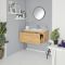 Mueble de Lavabo Mural Moderno de 800mm Color Roble Dorado con Lavabo Integrado para Baño Disponible con Opción LED  - Newington