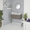 Mueble de Lavabo Mural Moderno de 800mm Color Gris Opaco con Lavabo Integrado para Baño Disponible con Opción LED- Newington