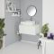 Mueble de Lavabo Mural de 800mm de Color Blanco Opaco con Lavabo de Sobre Encimera Cuadrado para Baño Disponible con Opción LED - Newington