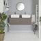 Mueble de Lavabo Mural Moderno - Gris Opaco -  1200mm con Lavabos Sobre Encimera Cuadrados - Disponible con Opción LED - Newington
