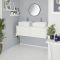 Mueble de Lavabo Mural Moderno de 1200mm Color Blanco Opaco con Lavabo de Sobre Encimera Cuadrado Disponible con Opción LED- Newington