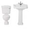 Conjunto de Baño Clásico con Inodoro WC, Cisterna, Lavabo Monoforo y Pedestal de Cerámica Blanca con Tapa de WC - Regent