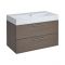 Mueble de Lavabo Suspendido con Acabado Color Efecto Roble 900x480x600mm con Lavabo Integrado - Langley