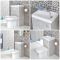 Conjunto de Baño Moderno de 500x890mm Color Gris Hormigón Completo con Mueble de Lavabo e Inodoro Integrado  - Cluo