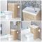 Conjunto de Baño Moderno de 500x800mm Color Efecto Roble Completo con Mueble de Lavabo e Inodoro Integrado  - Cluo