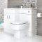 Conjunto de Baño Moderno Color Blanco Completo con Mueble de Lavabo en Versión Izquierda e Inodoro Integrado de 500x890mm - Geo