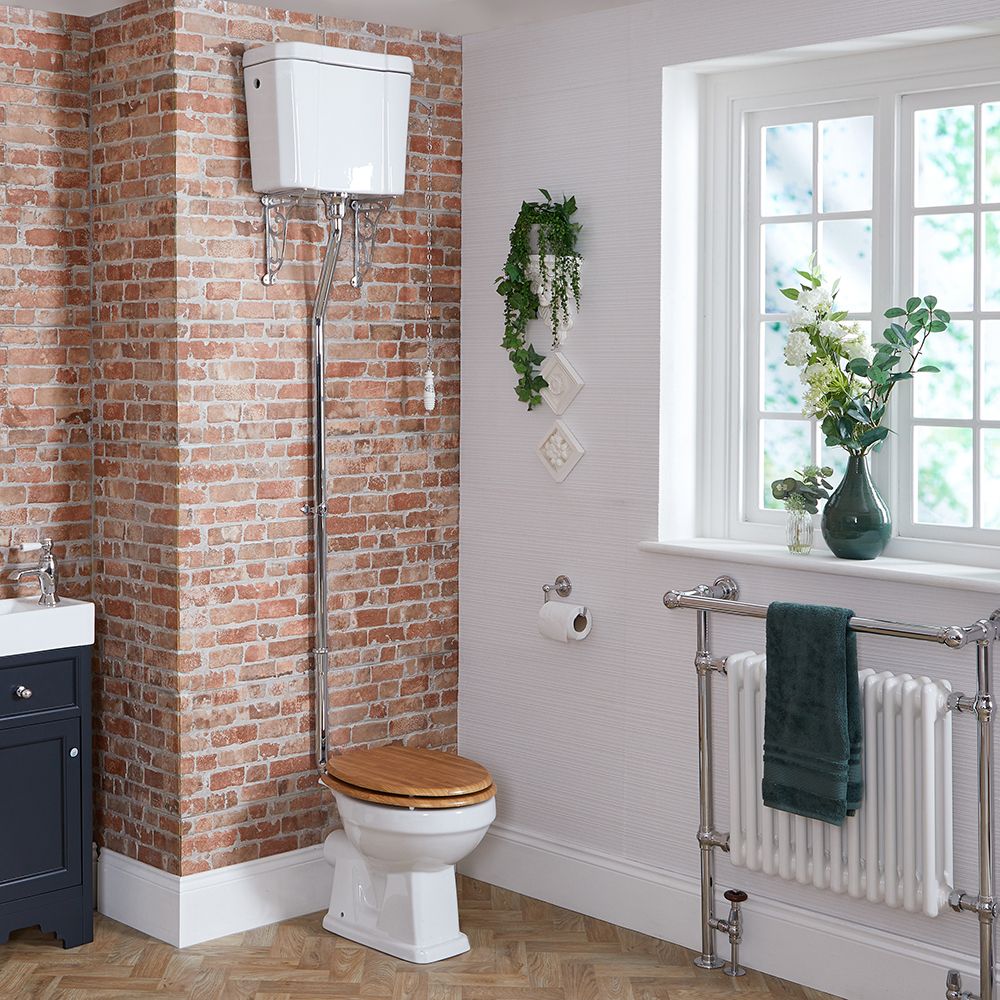 Inodoro WC Tradicional Completo con Cisterna de Salida Horizontal y Tapa de  Color Roble con Tonalidad Cálida – Ryther