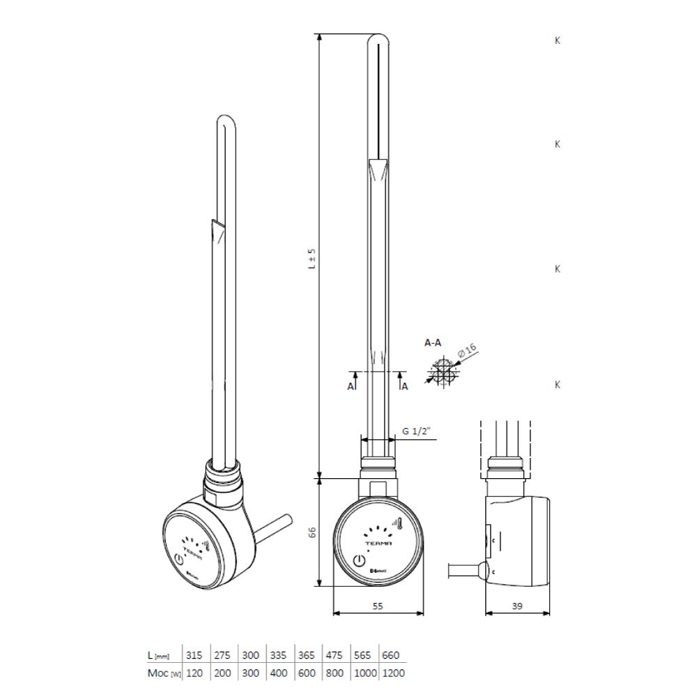 Radiador de Diseño Eléctrico Vertical - Blanco - 1800mm x 400mm - Rubi
